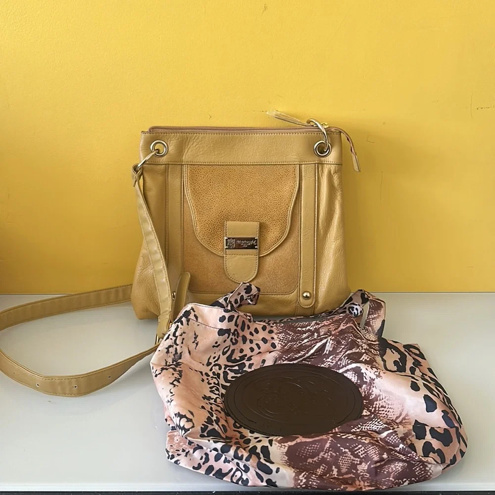 Sharif Leather Shoulder Crossbody Bag with Tote in Mustard Yellow NWOT